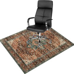 Anidaroel 48''x60''Chair Mat for Hardwood Floor/Tile Floor,Desk Chair Hard Floors,Under Desk Rug Protector Rolling Chair,Computer Gaming Mat,Low Pile Carpet Floor Mat,Brick Red/Dull Teal